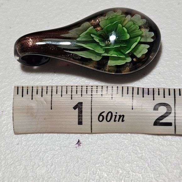 Handmade Glass Teardrop Pendant Green Flower Design Fashion Jewelry Necklace DIY - Picture 3 of 3